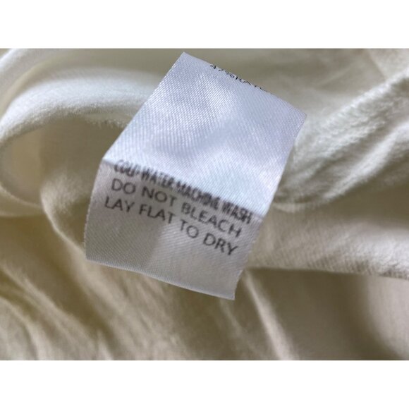 Fate Ivory Short-Sleeve High-Low Top Satin Tee Shirt Large Classic Casual Luxe - Picture 6 of 7